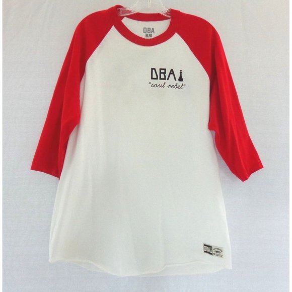 DBA Death By Association Soul Rebel Raglan T Shirt Red White Men's Large L - Picture 2 of 4